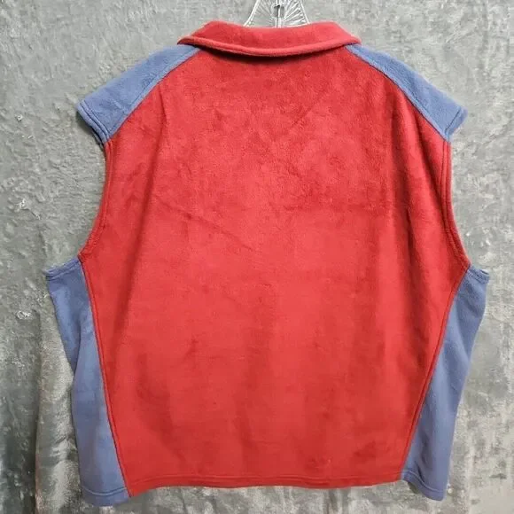 Columbia Mens 2XL 2 Tone zip Vest Fleece Rust blue color - Picture 7 of 9